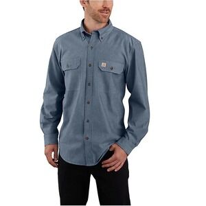 Carhartt Denim Blue Chambray Mens 2XL Loose Fit Long Sleeve Shirt